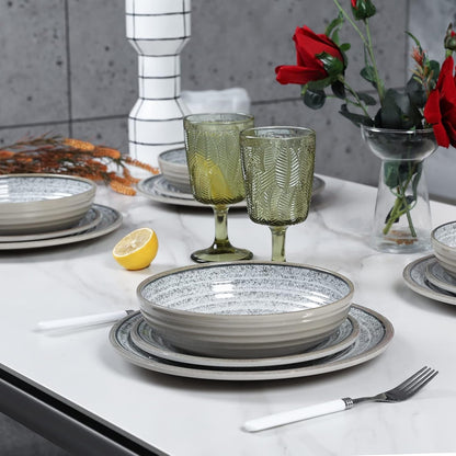 Melamine Dinnerware Sets 12 PCS - Service for 4 Plates & Bowls Sets Grey5