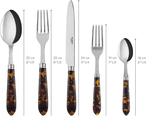 '- 5-Piece Flatware Set - Tortue Collection - Knife, Fork, Soup Spoon, Teaspoon & Dessert Fork - Stainless Steel & Acrylic - Dishwasher Safe - Scaled Effect4
