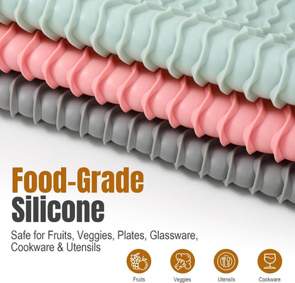 2 Pack Silicone Dish Drying Mat for Kitchen Counter Shower Caddy Rack Waterproof under Sink Placemats Trivets Coffee Bar Accessories Utensil Holder Essentials Home Dining Decor Must Haves 20265