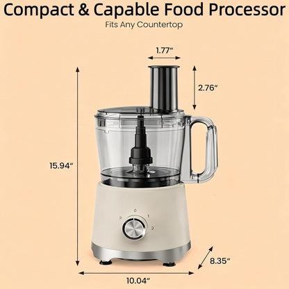 10.5 Cup Food Processor, Multi-Functional Vegetable Choppers Food Grinder with Slicing Shredding Chopping Kneading, Suitable for Smoothie Fruit Dough, 2.6QT, Classic White2