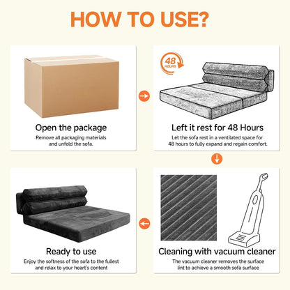 Convertible Sofa Bed, Folding Sofa Bed Couch, Pallout Floor Couch, Convertible Futon Chair Beds, Floor Teddy Sofa, Mini Couch for Bedroom, Love Seat Sleeper Beds(Dark Grey,51.1"×59.8"×23.6")6