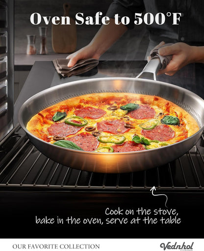 Titanium Pans for Cooking, 12 Inch Non-Toxic Paella Pan with Lid | Titanium Hammered Pro Skillet,Pfas/Pfoa/Ptfe Free Cookware, Dishwasher&Oven Safe, Kitchen Induction Compatible7