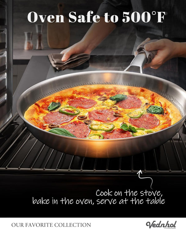 Titanium Pans for Cooking, 12 Inch Upgrade Non-Toxic Paella Pan with Lid | Titanium Hammered Pro Skillet,Pfas/Pfoa/Ptfe Free Cookware, Dishwasher&Oven Safe, Kitchen Induction Compatible6