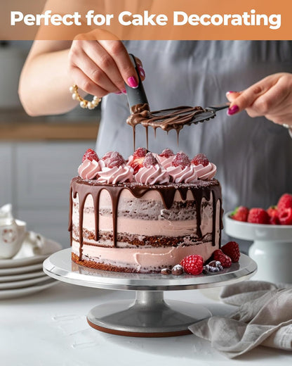 Aluminum Cake Stand Turntable Set for Decorating Baking Kit, 12" | Beginner-Friendly, Baking Supplies Tools with Cake Stand Turntable for Decorating and Display, 2 Spatulas, 3 Icing Scrapers6