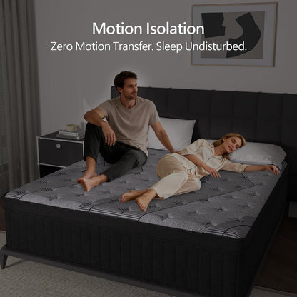 Queen Size Mattress, 14 Inch Hybrid Mattress in a Box, Medium Firm,Memory Foam and Individual Pocket Springs for Pressure Relief, Certipur-Us Certified7
