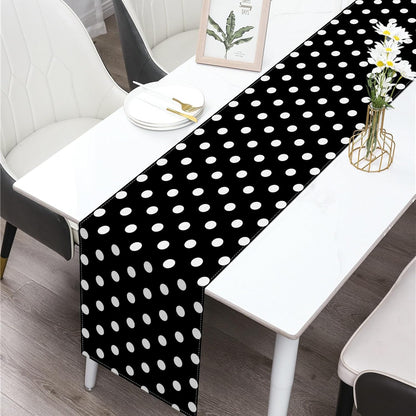 Black and White Polka Dot Table Runner Cartoon Birthday Party Decoration Baby Shower Dining Room Home Kitchen Table Decor (Black, 13" X 72")2