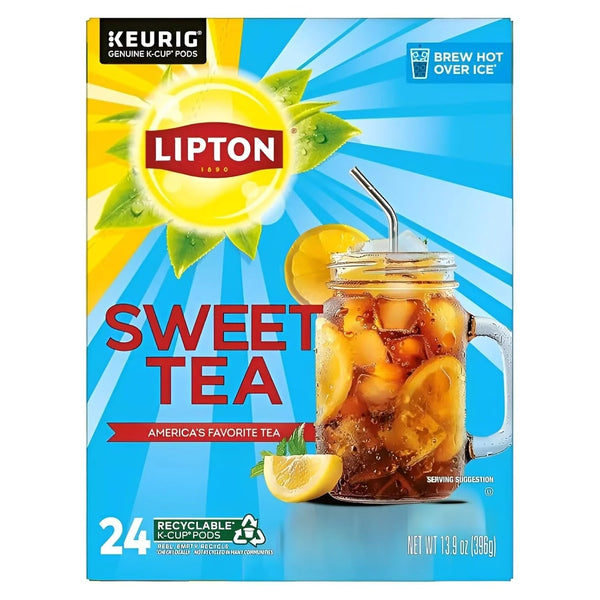 Lipton Southern Sweet Black Tea K-Cup Pods, 24 Count for Keurig | Rainforest Alliance Certified Iced Tea K-Cups with Real Tea Leaves and Natural Sweetness Brew Hot over Ice1
