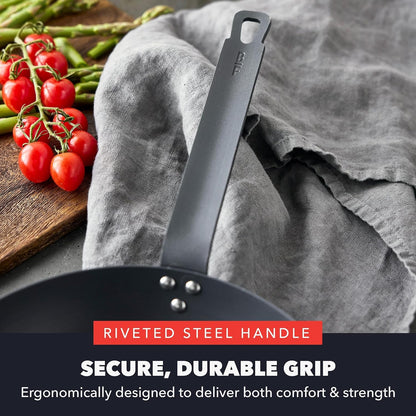 X Bobby Flay 10" Pre-Seasoned Carbon Steel Frying Pan Skillet | Natural Nonstick with Use, Durable Cast Iron Alternative, Induction & All Stovetop Compatible, High Heat & Oven Safe to 660F8