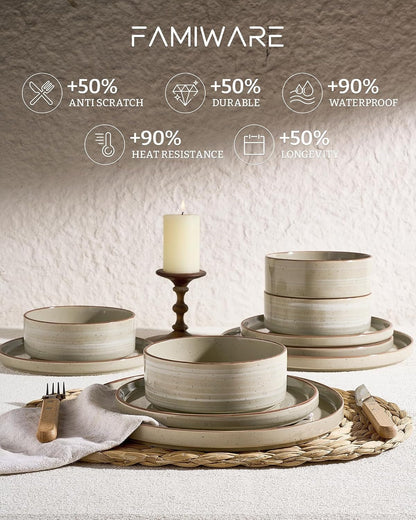 Stellar 24-Piece Stoneware Dinnerware Set, Matcha Green6