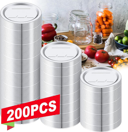 200 Pack Regular Mouth Canning Lids, 70Mm/2.76 in Mason Jar Replacement Caps for Ball & Kerr Jars, Split-Type Metal Closures with Food-Grade Silicone Seal, Airtight Leak-Proof1