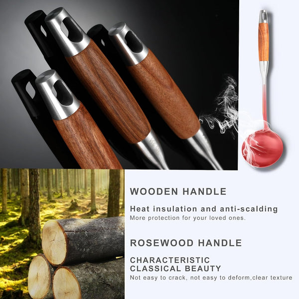 Stainless Steel Kitchen Utensils Set for Cooking Wooden Handle 9Pcs5