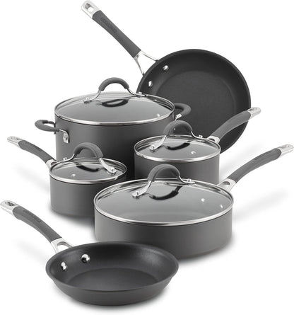 Radiance Hard-Anodized Nonstick Cookware Set, Kitchen Pots and Pans Set, 10-Piece, Gray13
