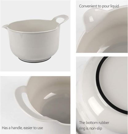 4 Pack Nesting Mixing Bowl with Pour Spout and Handle, BPA Free Microwave & Dishwasher Safe(Grey, 4 Pack with Handle)5