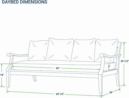 Robin Teak Wood 4 Piece Patio Conversation Set with Oyster Cushion, Patio Furniture Set with Sofa Bed, 2 Outdoor Club Chairs, and 1 round Coffee Table, Weather-Resistant8