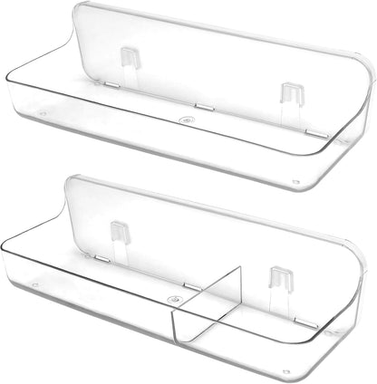 2PK Bath Toy Storage Holder for Bathtub Large，Acrylic Adhesive Shelves, Adhesive Tape Bathroom Mirror Shelf,No Drilling Capacity Bathtub Toy Organizer Shower Caddy for Bathroom1