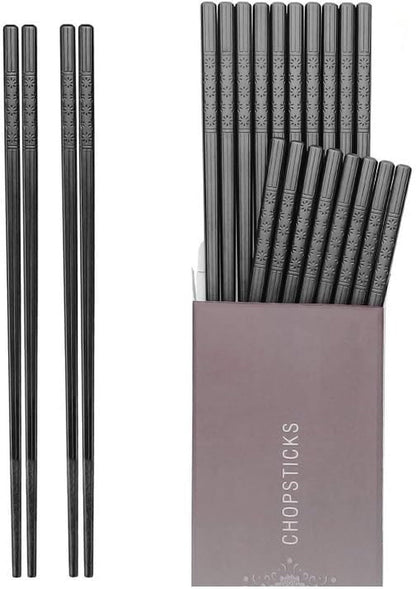 10 Pairs Fiberglass Chopsticks - Reusable Chopsticks Dishwasher Safe, 9 1/2 Inches - Black1