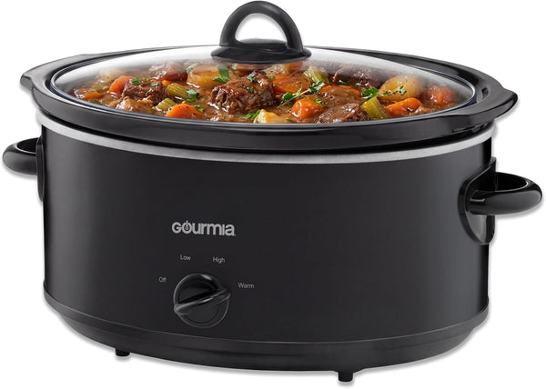 Slow Cooker - 6 Quart Removable Ceramic Pot, Manual Controls with 3 Temperature Settings, Dishwasher Safe Crock and Glass Lid, Black1