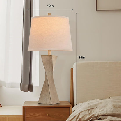 Bedside Lamps Set of 2 Unique Modern Vintage Table Lamp Rustic Farmhouse Desk Lamps for Living Room End Tables Bulb Not Included, Linen Shade, 26.5 In,Grey7