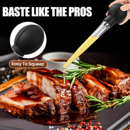 Premium Turkey Basters for Cooking – Baster Syringe for Hot Liquids – Meat and Food Injector – Essential Thanksgiving Cooking Tool – Turkey Baster Large with Cleaning Brush(Black)3
