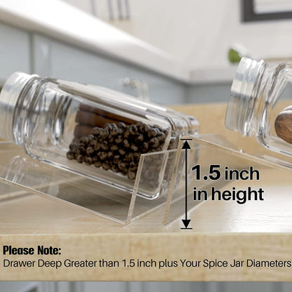 Spice Drawer Organizer, 4 Tier- 8 Pack Kitchen Spice Rack Tray for Drawer, Expandable from 13" to 26" Acrylic Seasoning Organizer Rack Holds up 56 Spice Jars (Jars Not Include)6