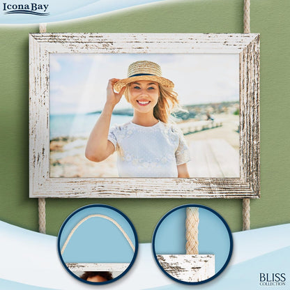 4X6 Hanging Picture Frames Collage with 8 Openings - Distressed White, 2 PK3