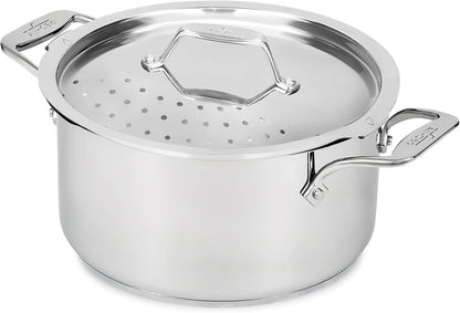 All-Clad Simply Strain Stainless Steel Multipot with Straining Lid, 6-Quart, Induction, Oven Broiler Safe 600F, Strainer, Pasta Strainer with Handle, Steamer Pot, Cookware, Home, Pots and Pans, Silver1