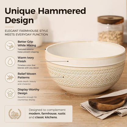Ceramic Mixing Bowls Set of 3, Large Nesting Serving Bowls9