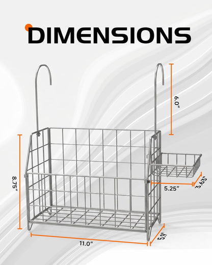 Large Rustproof Shower Caddy Hanging, 304 Stainless Steel Hanging Shower Organizer Basket for Bathroom & Bathtub, over the Rod Shower Rack for Shampoo, Conditioner, Soap & Bath Accessories(Silver)4