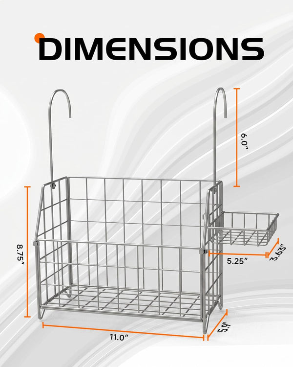 Large Rustproof Shower Caddy Hanging, 304 Stainless Steel Hanging Shower Organizer Basket for Bathroom & Bathtub, over the Rod Shower Rack for Shampoo, Conditioner, Soap & Bath Accessories(Silver)4