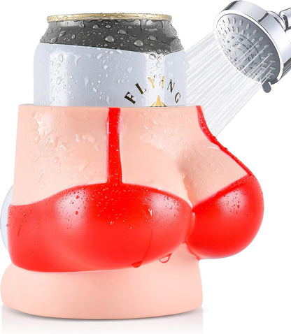 Shower Beer Buddy - Red Bikini Shower Beer Can Holder W/ Silicone Suction Cup | Holds Your Cold Brew While Showering or in Bath Tub Drink Accessories Gifts Bathtub Caddy Bathroom Stocking Stuffer1