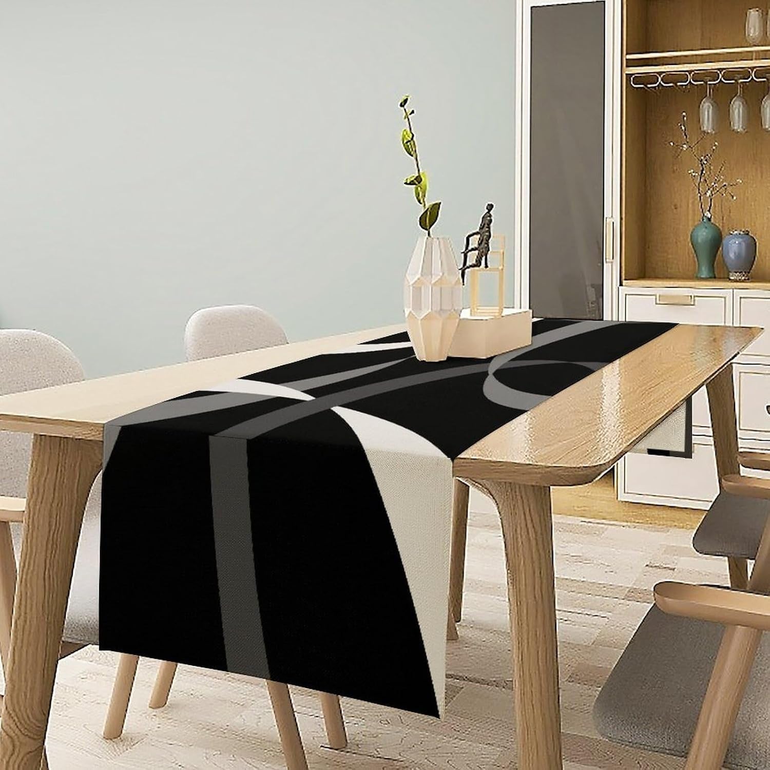 gray-abstract-geometric-table-runner-grey-and-white-striped-black-background-modern-kitchen-dinner-runner-for-indoor-home-living-room-party-dining-table-decoration-13x72