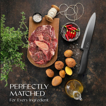 Ceramic Knife Set with Block - 13-Piece Ceramic Knives Set for Kitchen, Includes Chef, Santoku, Bread Knives, Steak Knives, Peeler & Elegant Wooden Block - Ultra-Sharp, Dishwasher Safe,Lightweight7