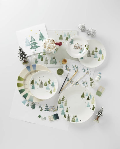 Balsam Lane Porcelain 12-Piece Christmas Dinnerware Set for 411