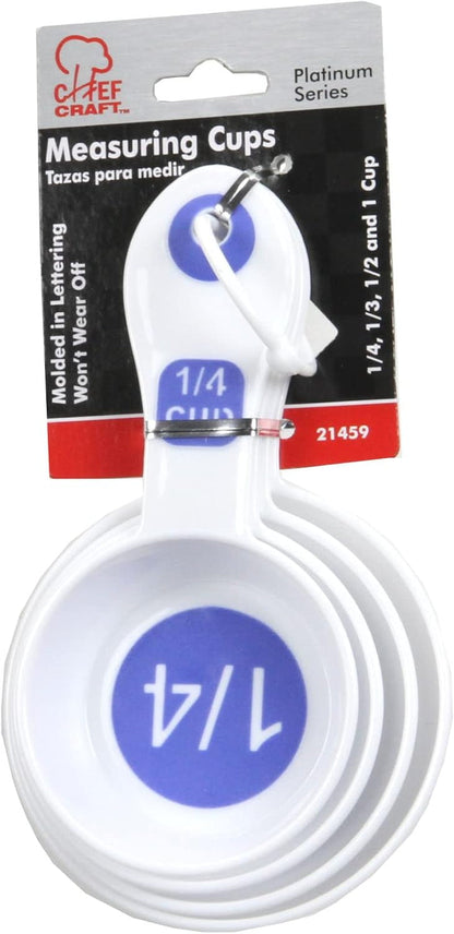Select Plastic Measuring Cups, 1/4, 1/3, 1/2, and 1 Cup, White and Blue2