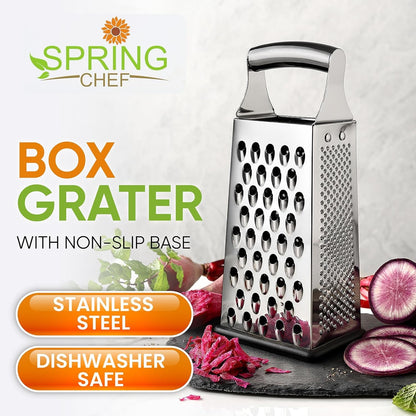 Stainless Steel Cheese Grater, Large Box Grater for Kitchen | 4 Sided Handheld Vegetable Shredder, Kitchen Food Grater for Cheese, Potato, Carrot, Ginger, Veggie, Dishwasher Safe2