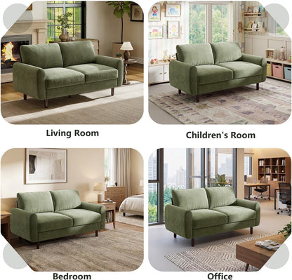 68" Loveseat Sofa, Comfy Chenille Fabric Couches for Living Room with Spring Cushion and Solid Wood Frame, Modern Deep Seat Couch for Bedroom, Apartment, Office, Easy Assembly,Green7