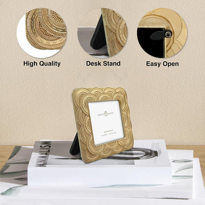 Classic Gold 1920S Mini Frame Set/Set of 3/2.5X2.5 & 2.5X3.5 in | for Tabletop Display | Perfect for Home Decor, Wedding, Graduation, or Milestone Photos3
