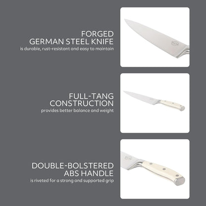 Sur La Table Kitchen Essential Tasting Kitchen German Steel Chef’S Knife, 8-Inch Stainless Steel Blade – Professional Kitchen Knife with Cream Handle and Forged Full Tang3