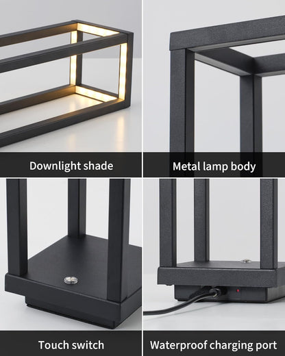 Cordless Waterproof Table Lamps Set of 2, Black LED Outdoor Desk Lamp9