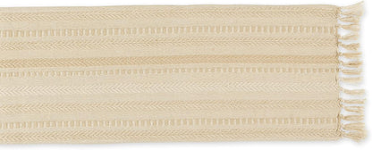 Farmhouse Braided Stripe Table Runner Collection, 15X72 (15X77, Fringe Included), Vintage Linen2