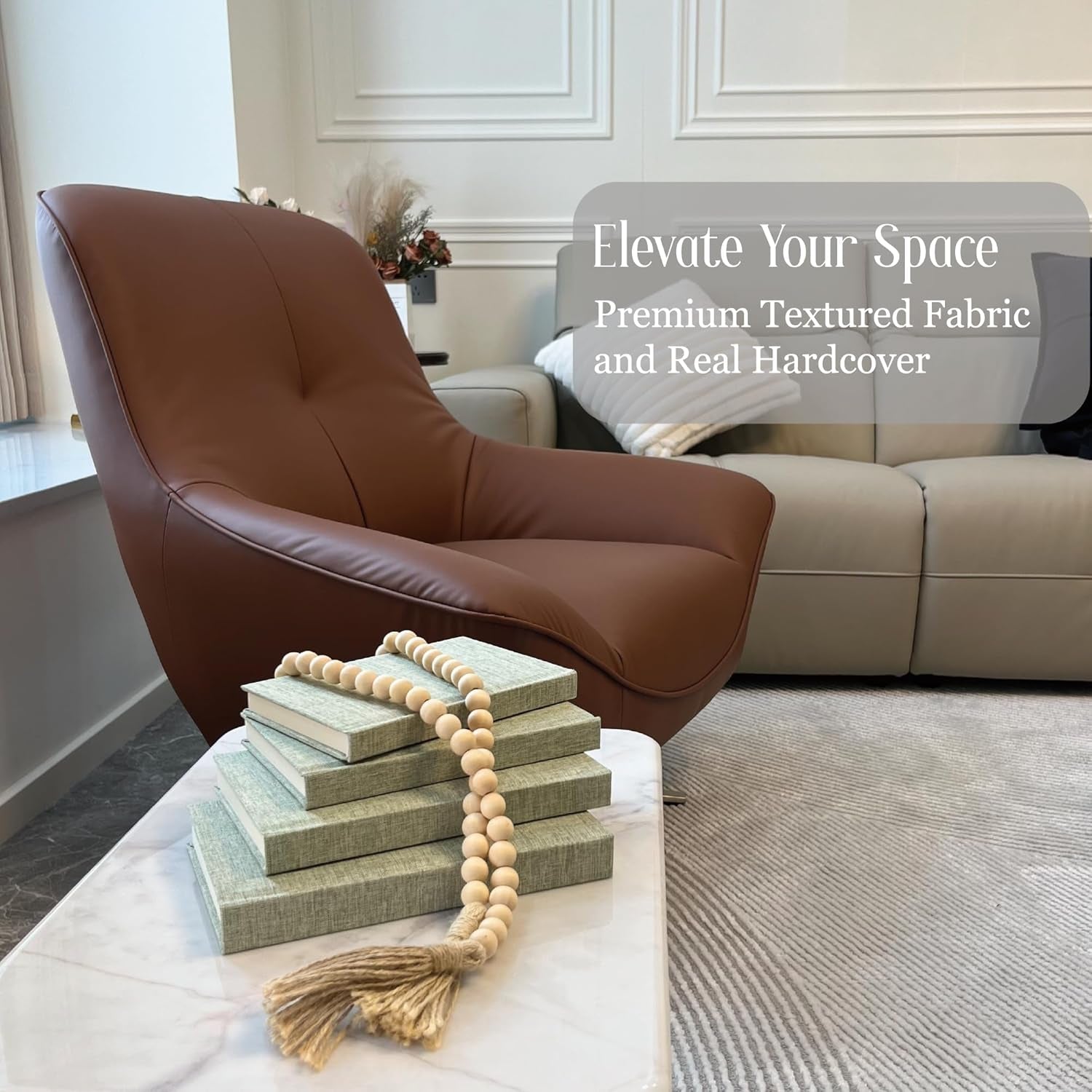 linen-decorative-books-for-home-with-wood-beaded-tassel-4-piece-sage-set-coffee-table-books-neutral-linen-decor-rustic-farmhouse-boho-accent-bookshelf-fireplace-mantel-living-room-display