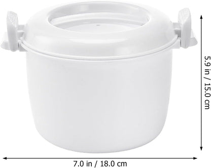 Microwave Rice Cooker, 1 Gal Portable Kitchen Vegetable Steamer | Microwavable Noodles Pasta Food Cookware, Non- Stick Bacon Oatmeal Pot Cooker for Cooking Soup Stews 8.26 X 6.88 X 5.51 In3