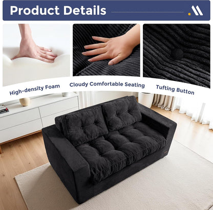 Loveseat Sofa Couch, Upholstered Bean Bag Chair Cloud Seat6