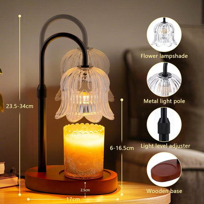 Candle Warmer Lamp Electric Timer - Candles Height Adjustable Dimmable Warmers Scented Flower Lamps No Flame Heat Warm Melt Wax Jar Modern Home Decor Table Lights for Home Living Bedroom6
