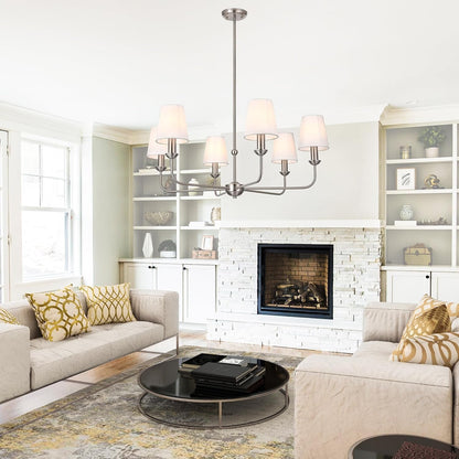 6-Light Modern Chandeliers with Linen Fabric Shades E12 Base3