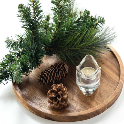 11.5 Inches Candle Holder Tray Home Decor, round Wood Tray for Coffee Table, Small Wooden Serving Decorative Trays for Home1
