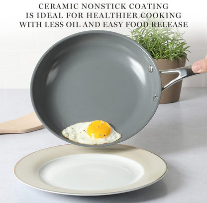 Delaroux 10 Piece Stainless Steel Pots and Pans Kitchen Cookware Set W/Pfas Free Premium Nonstick Ceramic Interior4