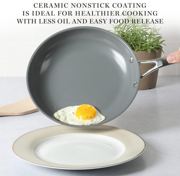 Delaroux 10 Piece Stainless Steel Pots and Pans Kitchen Cookware Set W/Pfas Free Premium Nonstick Ceramic Interior4