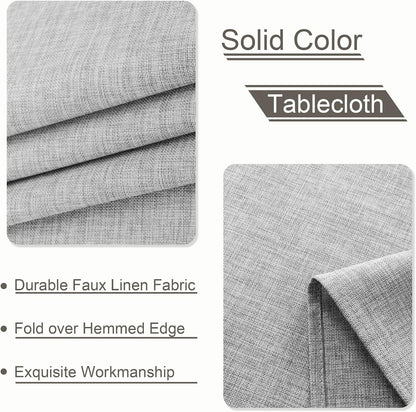 Faux Linen Tablecloth Wrinkle Resistant 52 X 70 Inch - Grey Washable Dust-Proof Rectangle Table Cloth for Kitchen Dining, Outdoor Picnic, Farmhouse Decorative Oblong Table Cover6