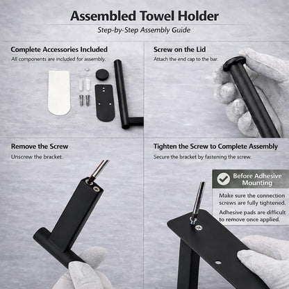Paper Towel Holder, Self Adhesive or Screw Mounting, Black Wall Mount SUS304 Stainless Steel Paper Towel Holder under Cabinet for Kitchen, Counter, Cabinet, Bathroom6
